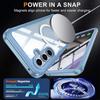 For Samsung Galaxy S24 FE Magnetic Case PC+TPU Phone Cover with Tempered Glass Screen Film - Blue