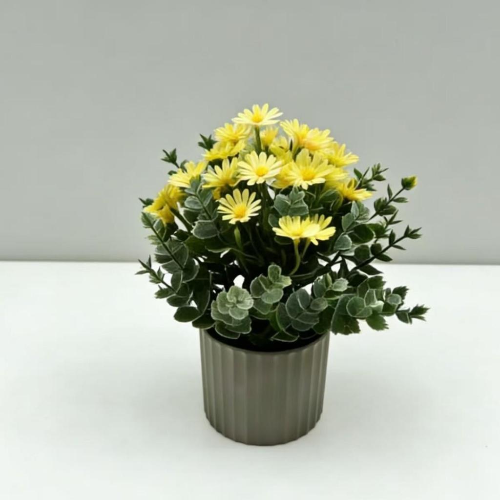 Chamomile Artificial Flower Arrangement for Home & Restaurant Decor - Small Daisy Potted Plant