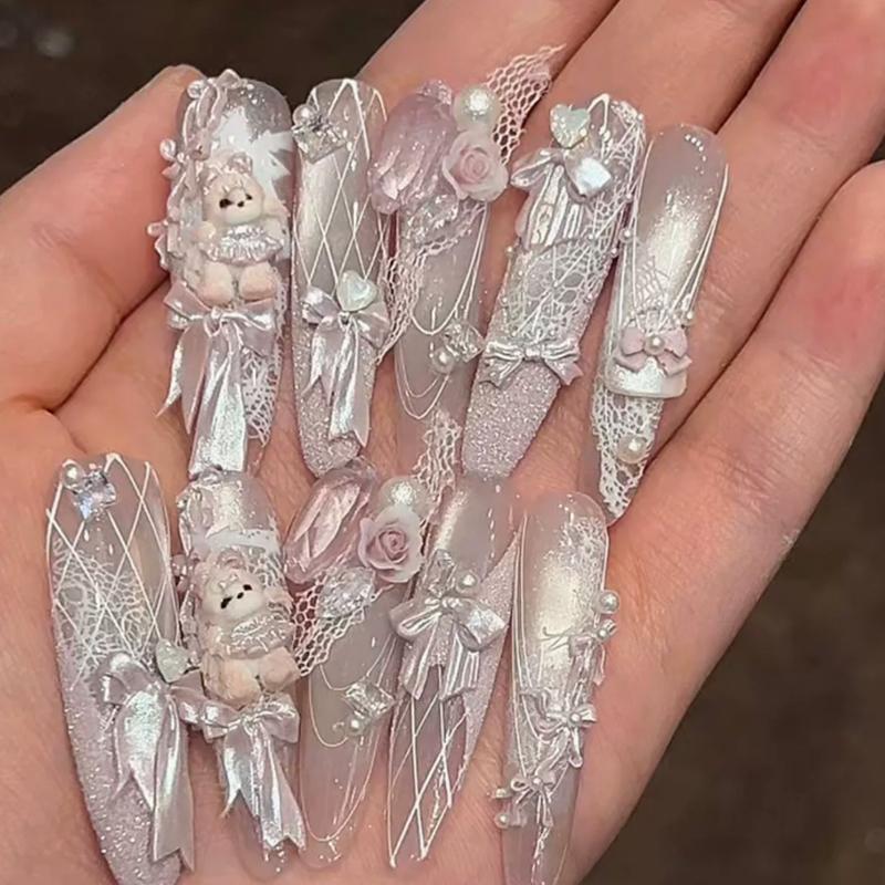 1Pcs Silicone Nail Art Mold Cartoon Cat Bow Style Relief 3D Nail Template Diy Nail Art Decorations Manicure Tool