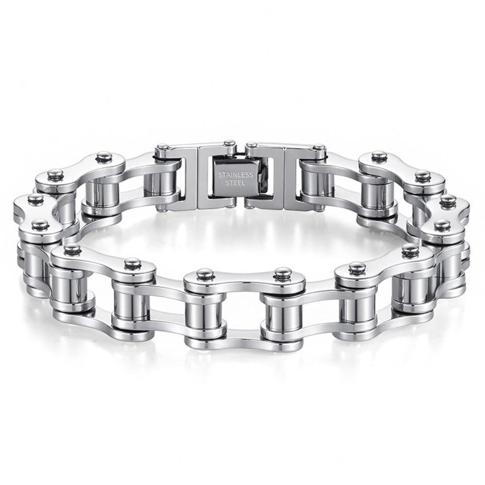 

Stainless Steel Biker Link Chain Bracelet Adjustable Wrist Chain for Men Couple Style 11
