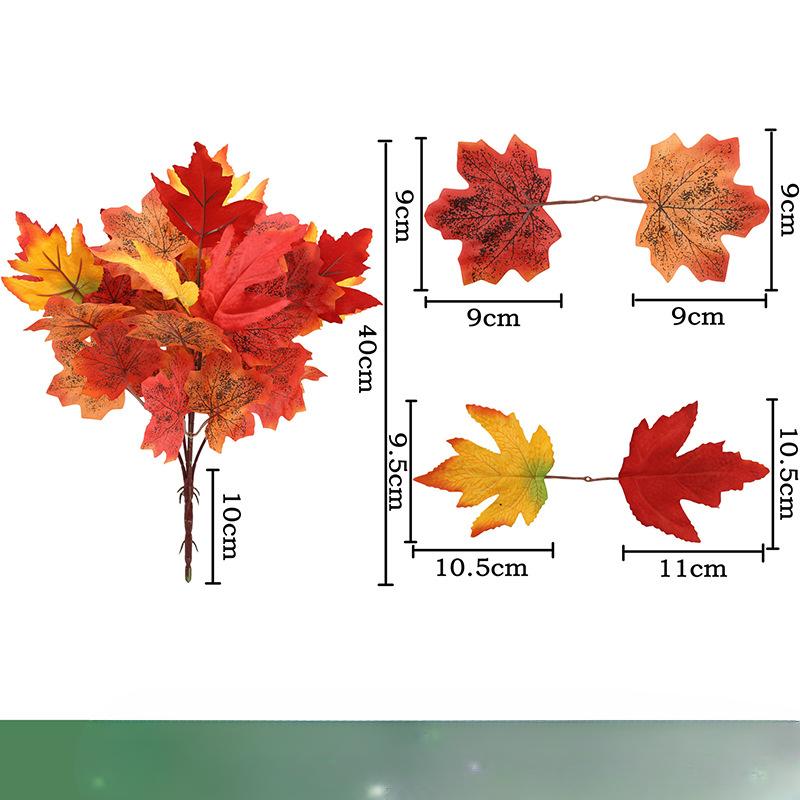 Artificial Plants Red Maple Leaves Small Bunches of Autumn Color Halloween Decoration Home Fake Flower Bouquet Arrangement