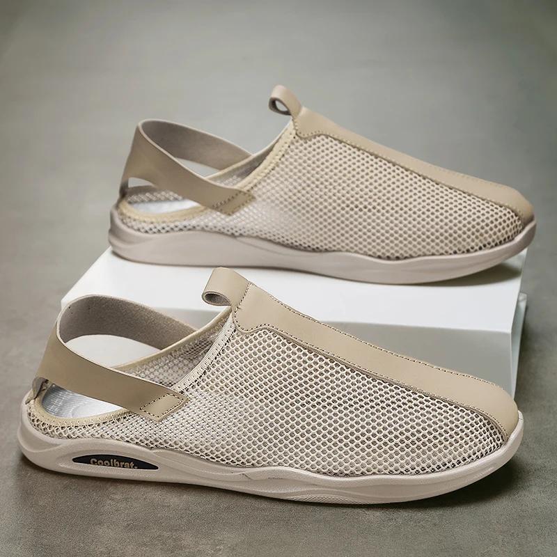 Summer Mens Casual Shoes Mesh Sandals Hollow Non-slip Platform Sneakers Versatile Breathable Walking Shoes Running Sport Shoes