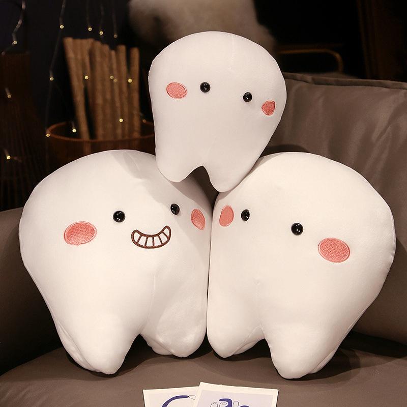 Cute Short Plush Cartoon Tooth Pillow For Kids, Soft And Comfortable On The Sofa