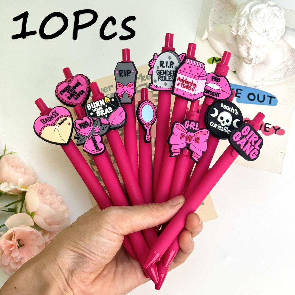 10Pcs Valentine's Day-Themed Ballpoint Pens with Cute Cartoon Roses Icons, Suitable for Use In Offices and Hospitals, A Fun Gift for Valentine's Day,