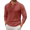 Men's Casual Collared Long-Sleeve Knit Base Layer Top
