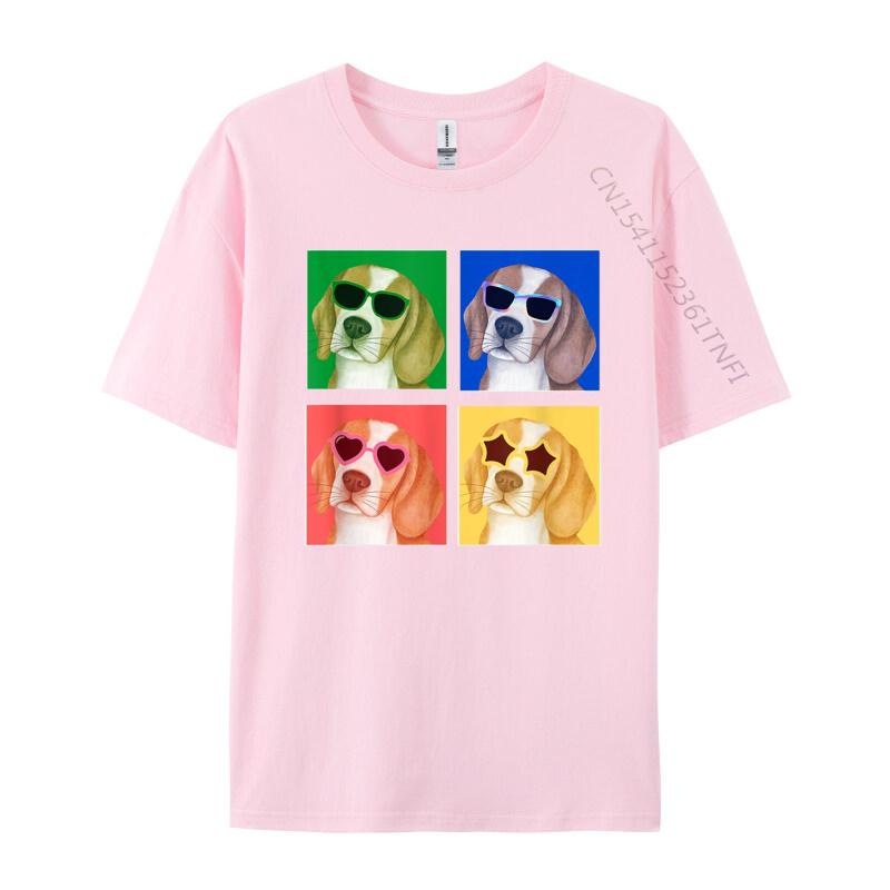Cute Beagle Dog Colorful Retro TShirt New Coming Custom T Shirts Cotton Tees For Men 3D Printed Tight