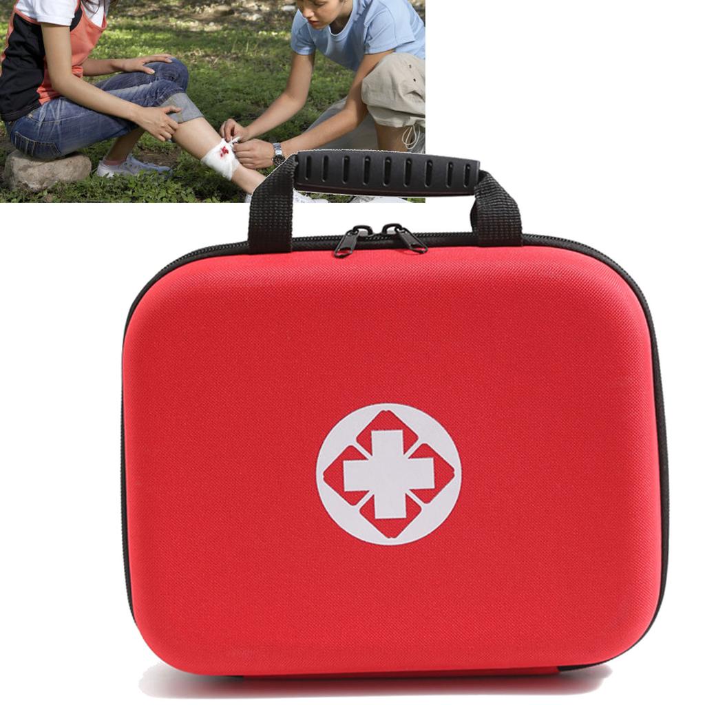 Empty First Aid Bag Waterproof Large Capacity Portable Red Hard Shell Medical Medication Organizer Bag for Outdoor