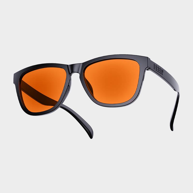 Pilli Neon Sports Sunglasses L Size (Shiny Black Orange Tint)