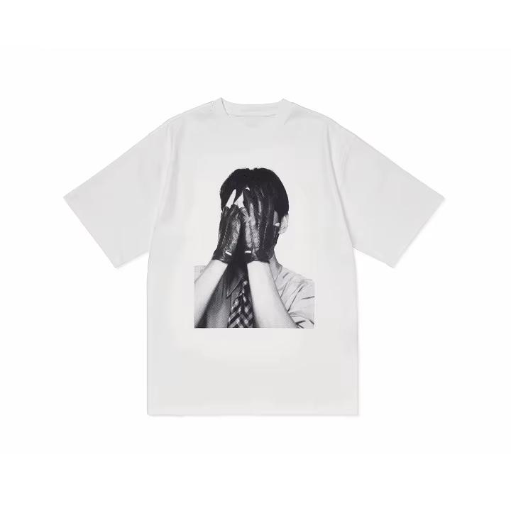 New K-pop Black and White Portrait Pattern Printed Loose Short-sleeved Men's and Women's Casual Round-neck T-shirt