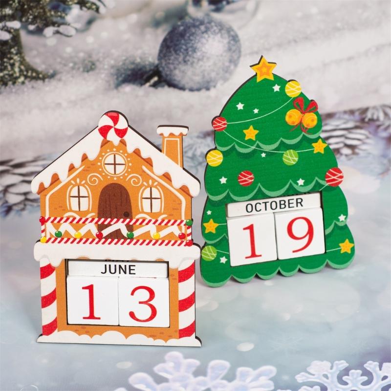 Christmas Calendar Wood Design Festival Table Decoration Countdown Calendar with Numbered Days