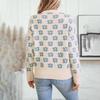 Herbst Winter Vintage Lose Langarm Top Print Pullover Strickwaren V-Ausschnitt Pullover