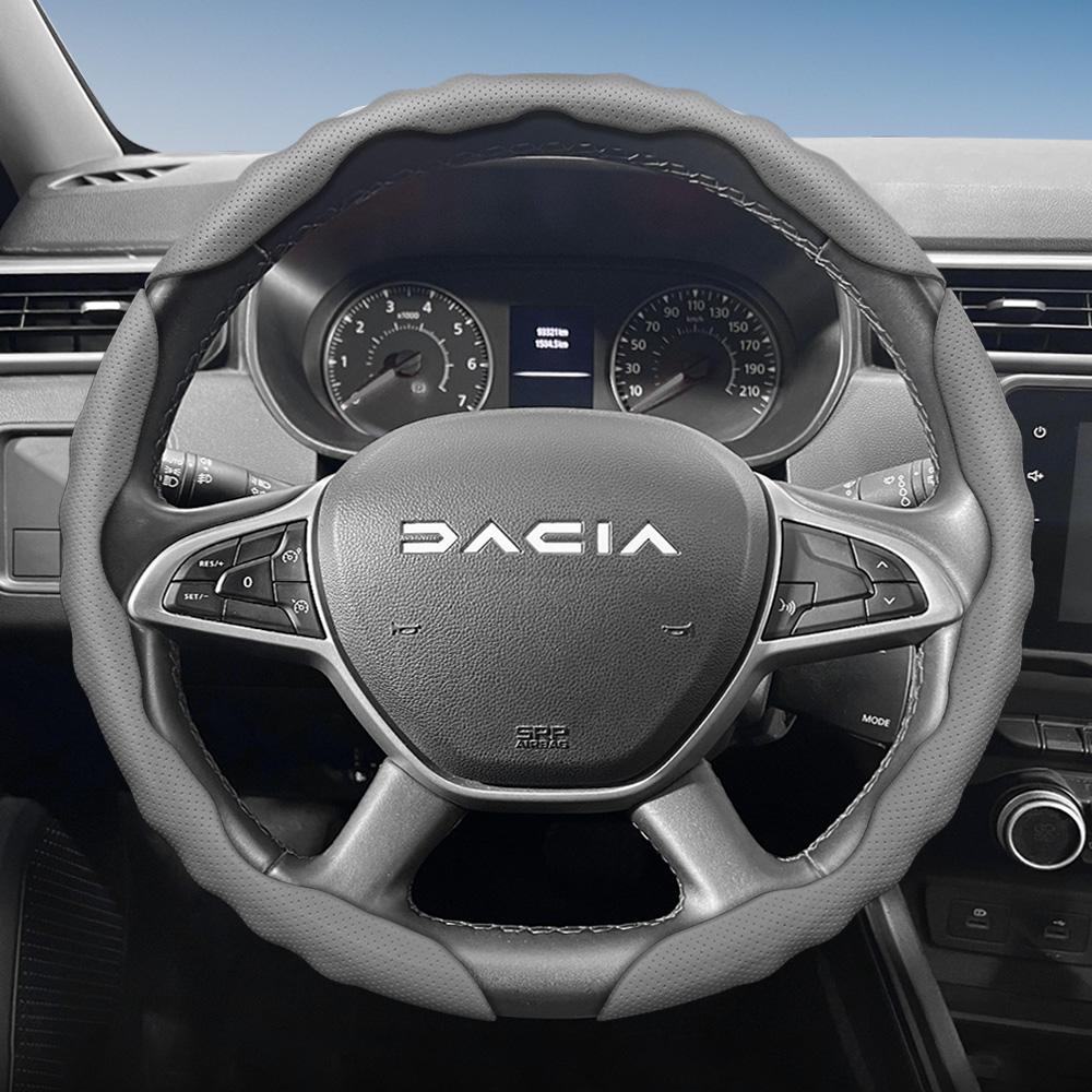 Pasuje do pokrowca na kierownicę Dacia, Sportowy design w kształcie fali, Oddychająca skóra, Segmentowy antypoślizgowy pochłaniający pot pokrowiec ochronny dla San