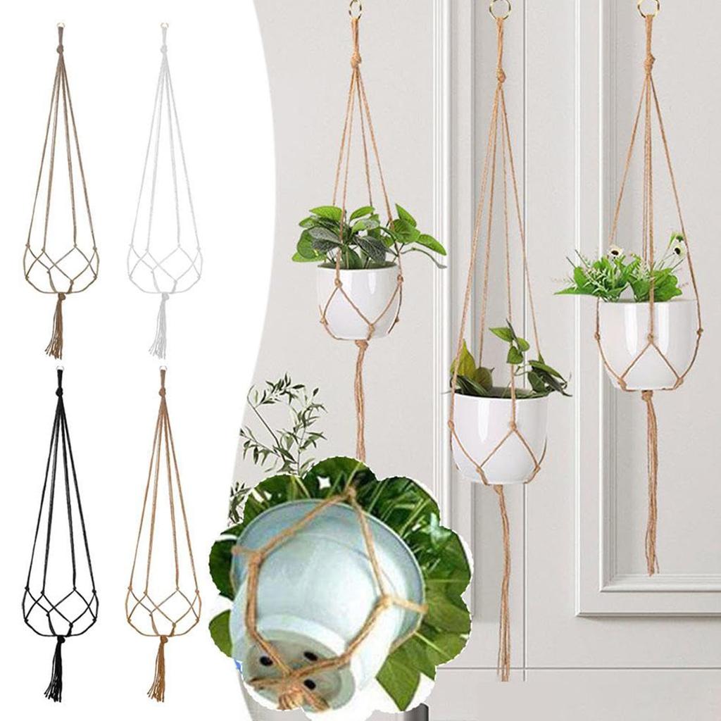 Hanging Handwoven Basket Macrame Decorative Flower Pot Holder for Indoor and Outdoor Use Photo Props