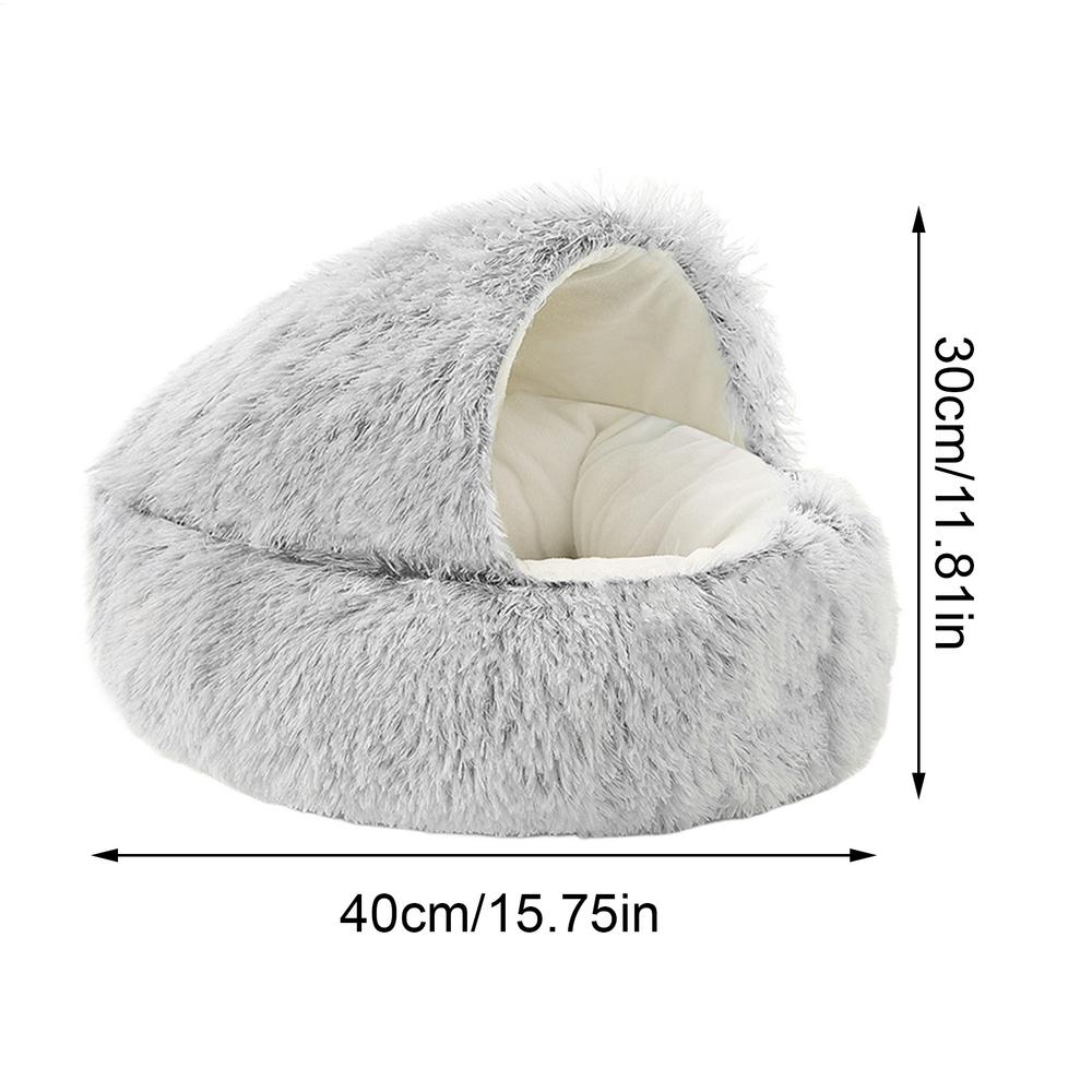 Лежанка для питомца Нескользящая основа Теплое убежище для питомца Успокаивающие кошачьи лежанки Для щенка Животное Для дома в помещении Гостиная Спальня Балкон Квартира Дом серый