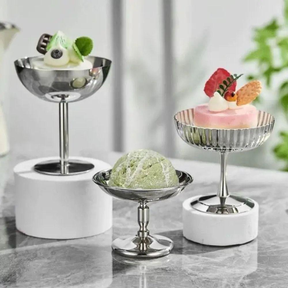 Retro Style Stainless Steel Dessert Bowl Reusable Snack Serving Dish Pudding Bowl Goblet Parfait