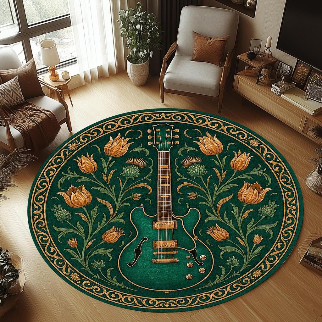 Runder Gitarrenteppich Rutschfest Waschmaschinenfest Teppich Kinderzimmer Runde Teppiche Wohnzimmer Fußmatte