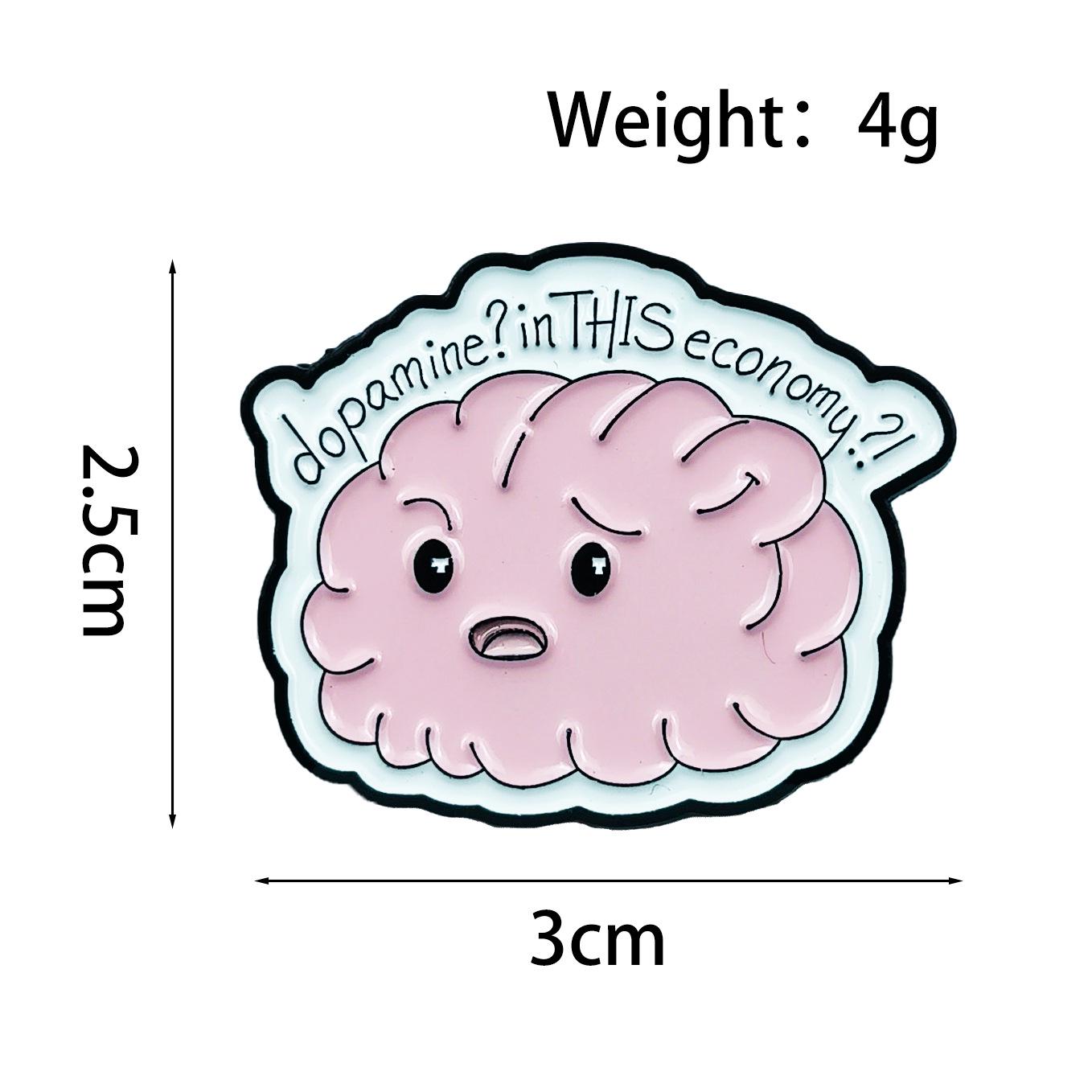 Cute Question Mark Brain Brooch: Fun Metal Badge Accessory with English Letter Design.