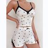 Casual Lace Bow Suspender Shorts Ladies Loungewear Set, New