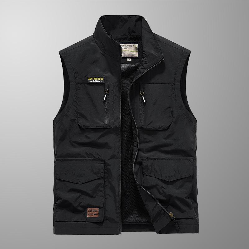 Herren-Angelweste mit mehreren Taschen, lässige Weste in Übergröße für Fotografen, Weste mit Stehkragen