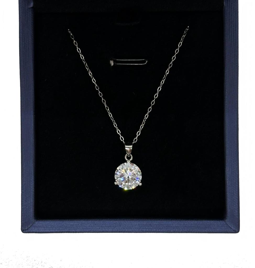 Halskette 3 Karat Großer Einzelner Starker Glanz Zirkonia 925 Silberkette Anhänger Halskette Verstellbare Länge Großer 3 Karat Kubischer [Rqusvichla] Diamantähnlich