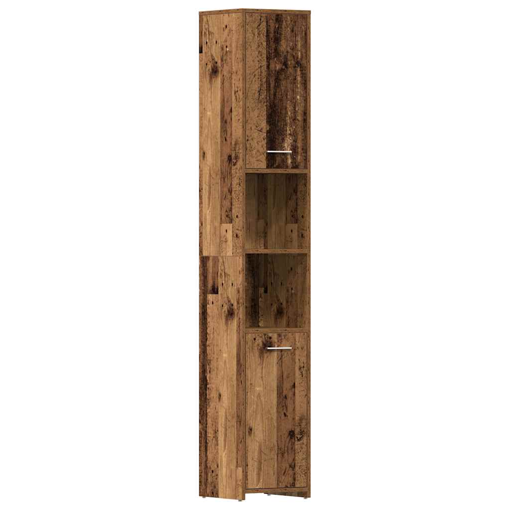 Bathroom Cabinet with Rustic Wood Look 30 x 30 x 183.5 cm Engineered Wood