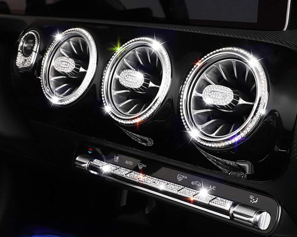 HAILWH Bling Interior Accessories Rhinestone Accessories Applique Cover for Mercedes Benz A Class GLB