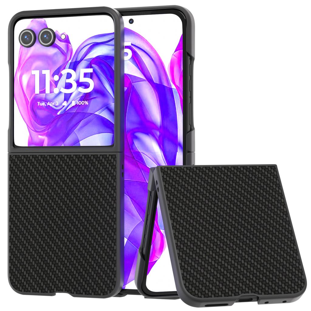 For Motorola Razr 50 Ultra 5G Phone Case Carbon Fiber Texture PU+PC Cover