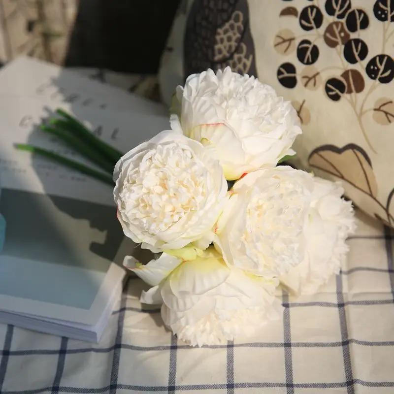 Artificial Five-Headed Peony Bouquet for Home Décor and Hand-Held Arrangements