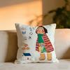 Illustrations Of Everyday Life Cushion Cover Cozy Velvet Throw PillowSoft Warm Cushion For Sofa  Bed