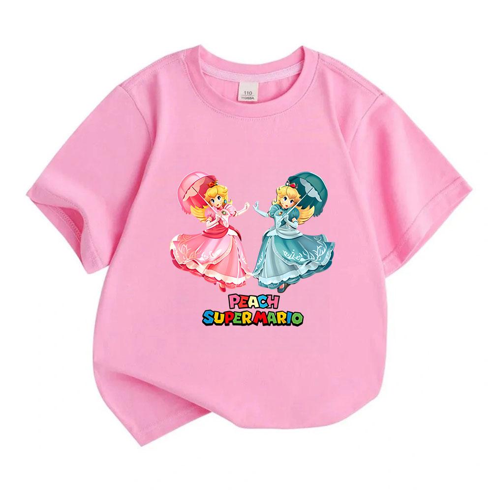 Kids Boys Girls Cute Princess Print T Shirts 100% Cotton O-Neck Short Sleeve Casual Summer Tee Tops for Children Daily Wear Party Gift