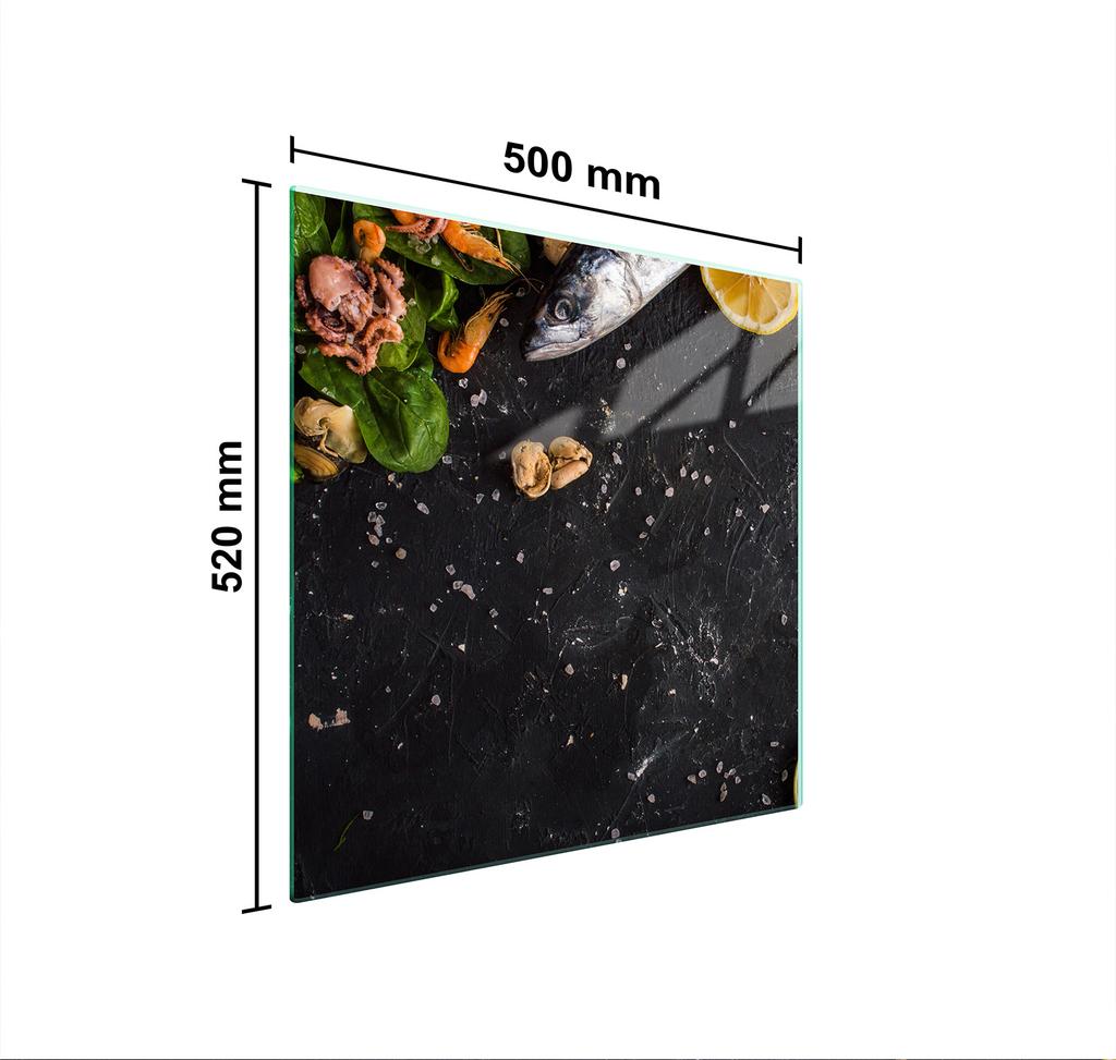 SZKLANA PŁYTA OCHRONNA NA KUCHENKĘ 50x52 RYBA