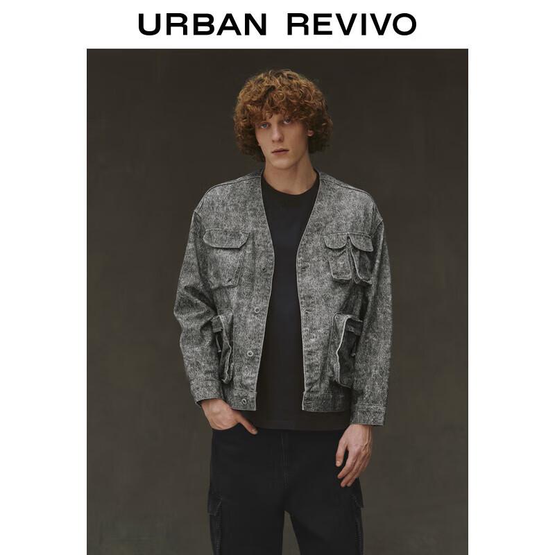 

UR 2024 Spring Men s Multi-Pocket Washed Denim Jacket M