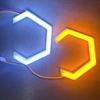 Pair 80mm RGB Hexagon Halo Rings LED DRL Turn Signal For Headlight Fog Retrofit
