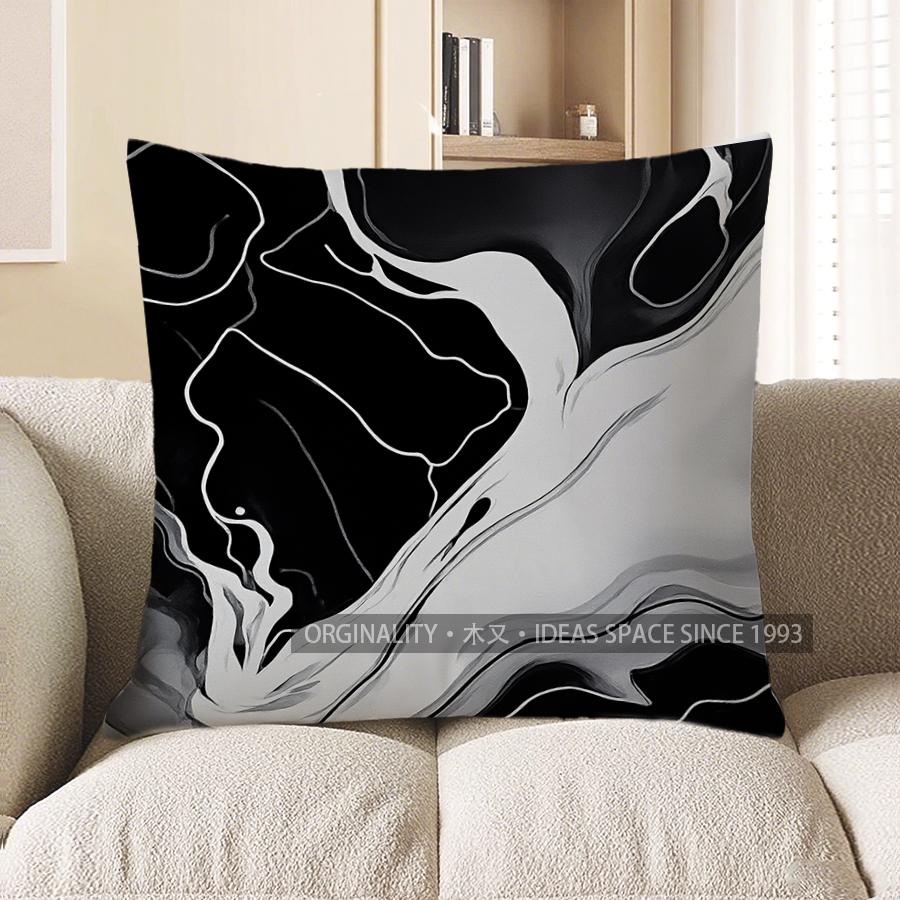 Home Decor Modern Abstract Black & White Throw Pillow Pattern Cushion Cover Suitable For Sofa Bedroom Car Pillow Cover