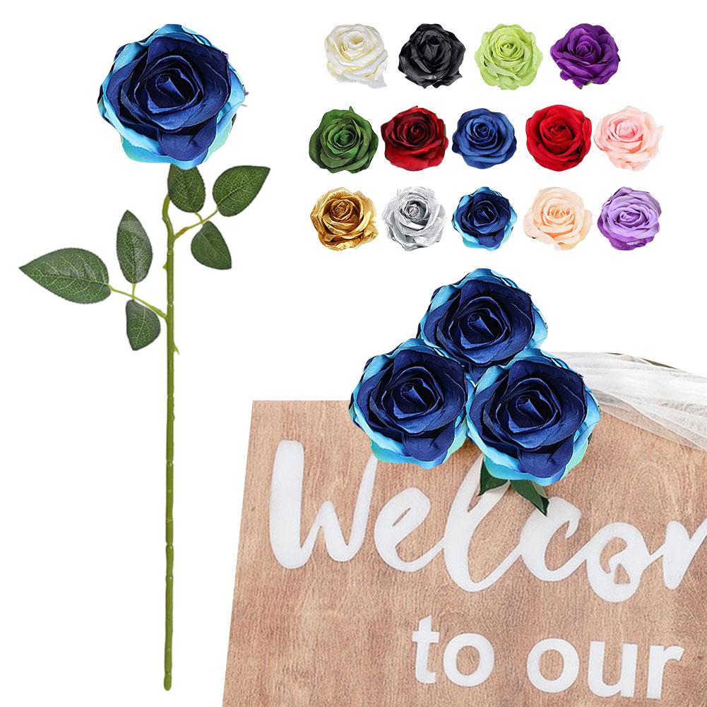 Bouquet de 10 Roses Réalistes avec Tiges Artificielles Roses Artificielles en Soie Fausse Rose Fleur pour Centre de Table de Mariage Décoration de Fête à Domicile