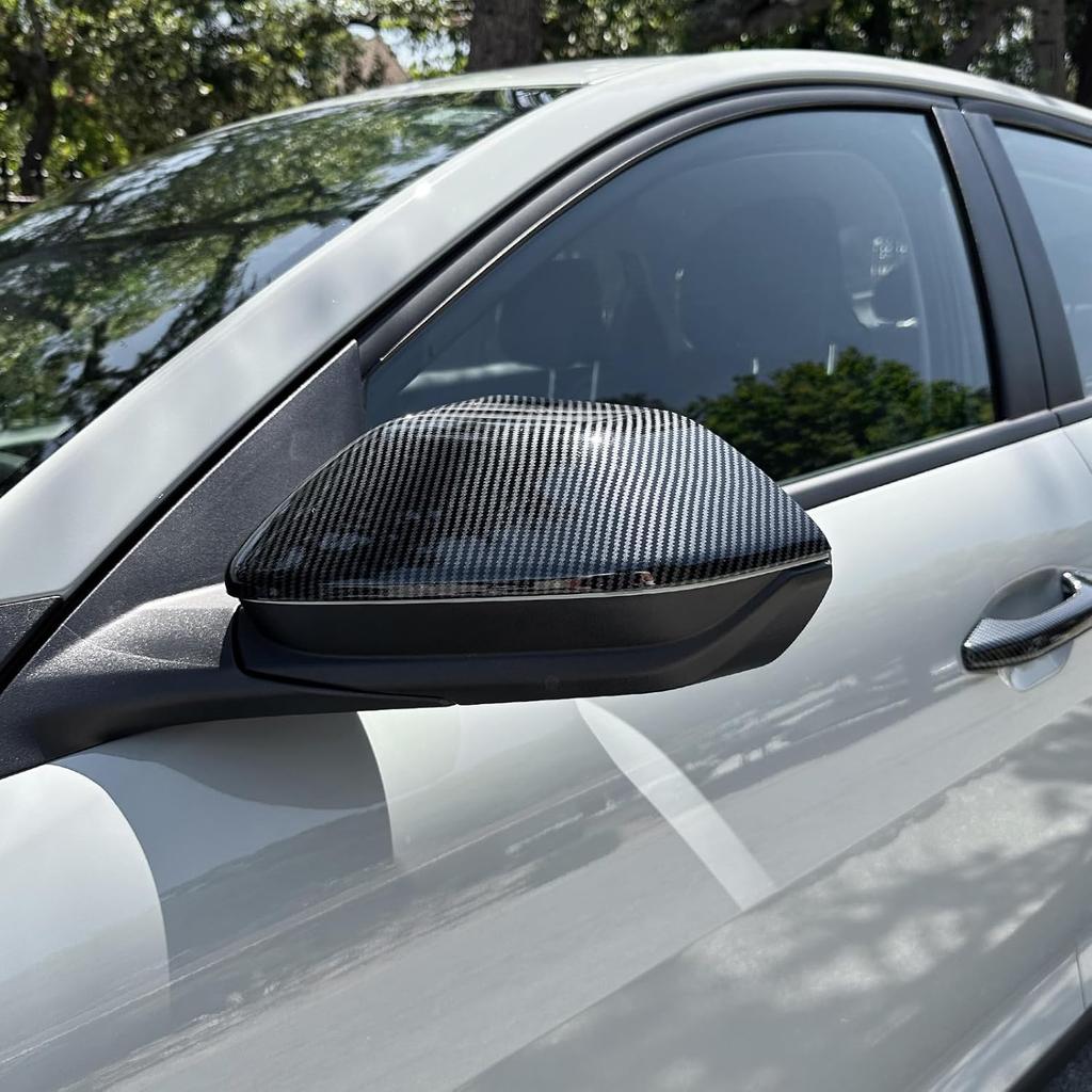 ABS Car Exterior Mirror Cover Side Rear View Mirror Covers Caps Compatible with Kia K4 2025-2026 Accessories (Carbon Fiber Style)