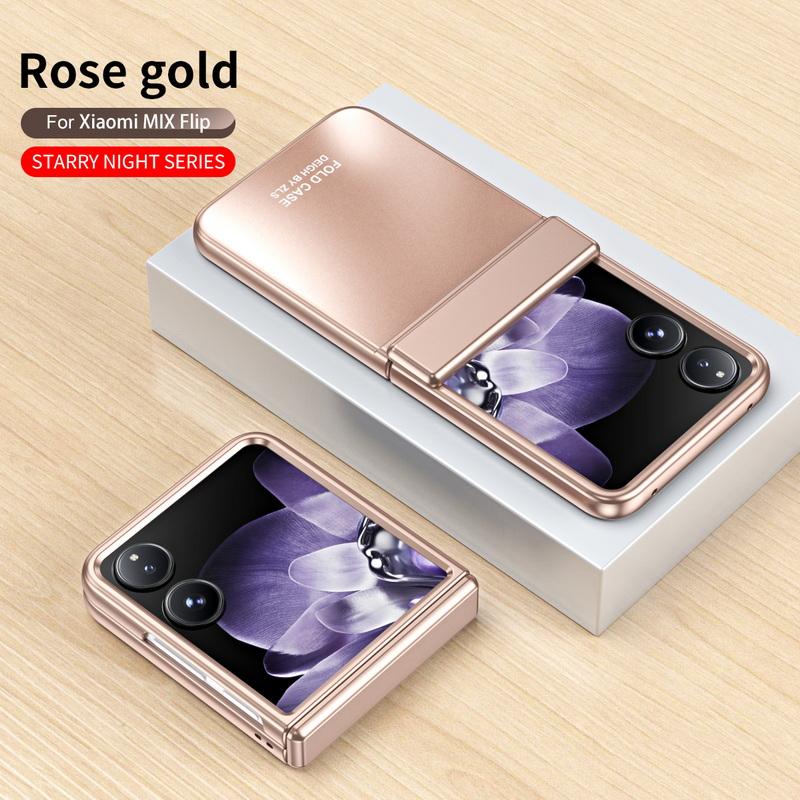 

Роскошный однотонный чехол с закаленным стеклом, 3 шт., складной чехол для Xiaomi Mix Flip, ударопрочный, прозрачный, жесткий, тонкий чехол для телефона из ПК Xiaomi Mix Flip розового золота