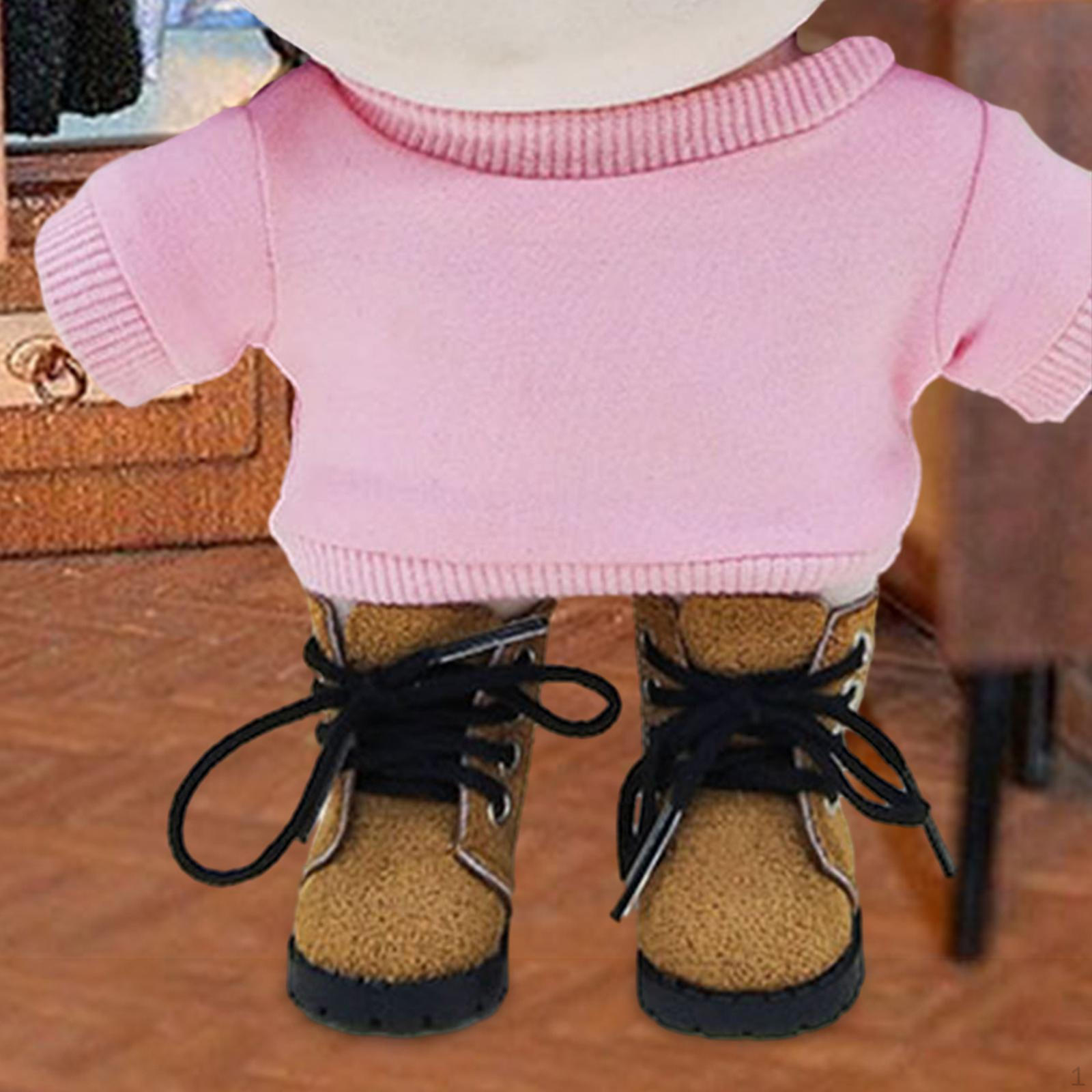 

1 Pair 1/6 Doll Shoes, Fashion Boots Decoration Kids Toys, Miniature Model Accs for 20cm Black Brown