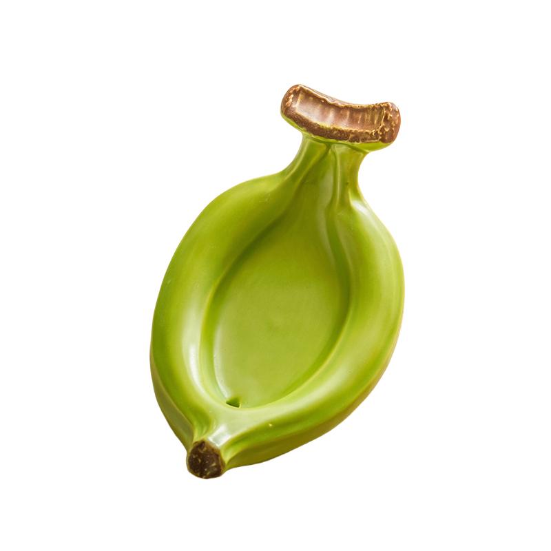 

1PC Banana Soap Box Banana-shaped Tray Bracket Bathroom Supplies Ceramic Soap Dish Organizer Drain Rack For Shower 17x9x9cm зелёный