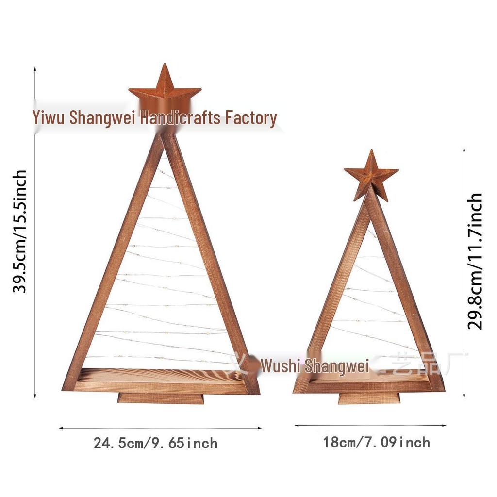 Wooden Luminous Christmas Tree Ornament with String Lights