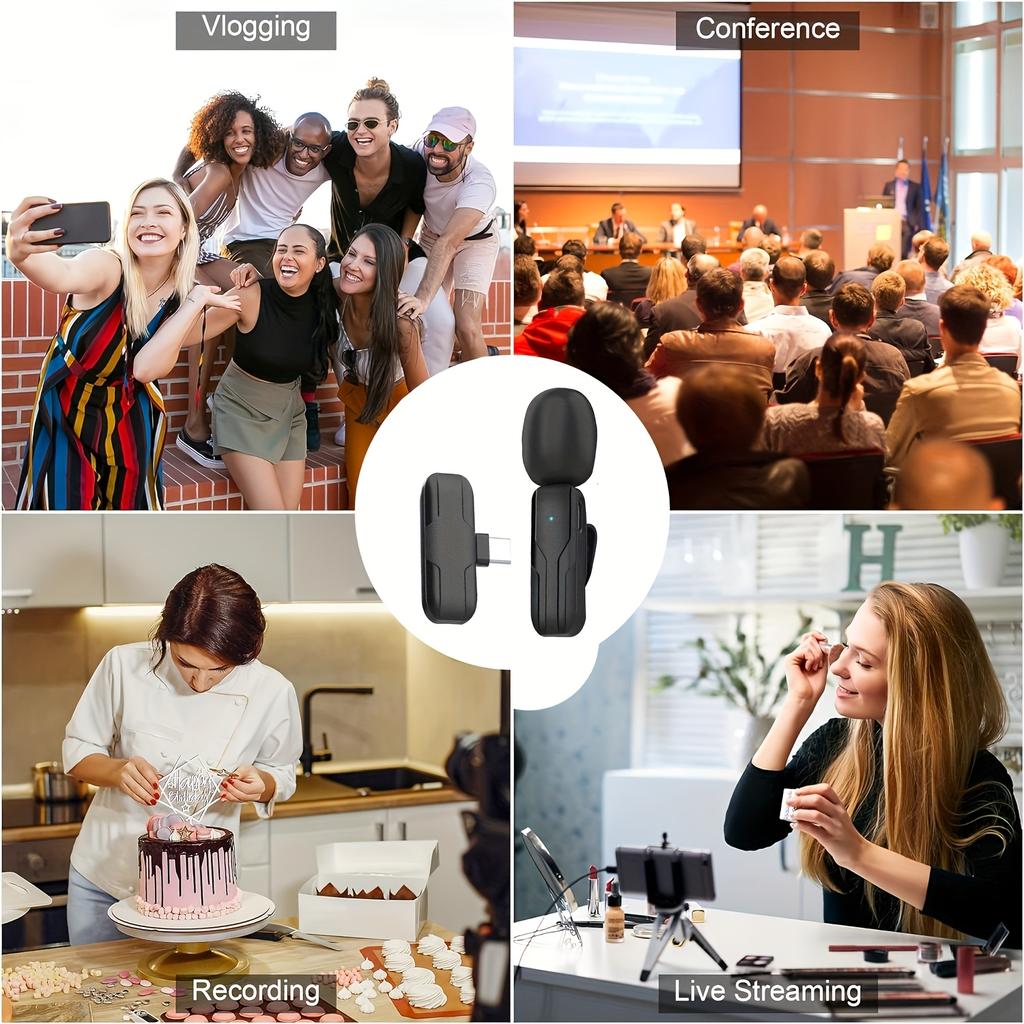 High Quality2-in-1 Professional Wireless Lavalier Microphone Suitable for Mobile Phones/Ad/Android/Smartphones/Cameras/Computers - Wireless Condenser