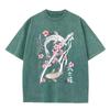 2026 Vintage Washed Black Japanese Koi Fish Samurai Sword Cherry Blossom Graphic T Shirt Bushido Kanji Retro Streetwear Oversize