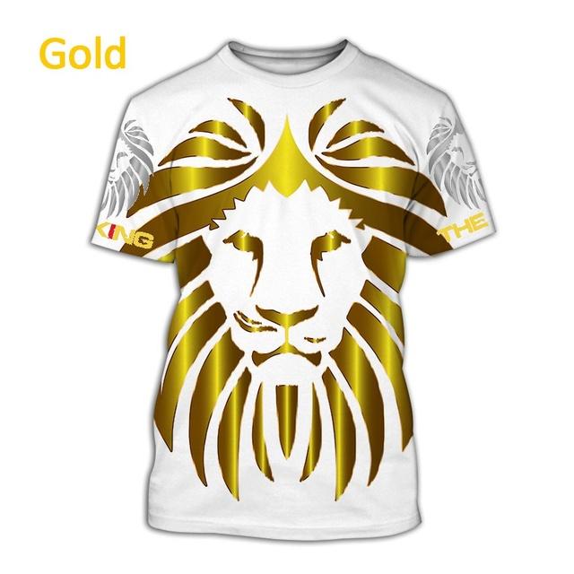 

Король Лев 3D Летняя модная повседневная мужская крутая футболка с короткими рукавами с животными в стиле Харадзюку в стиле хип-хоп M золотой