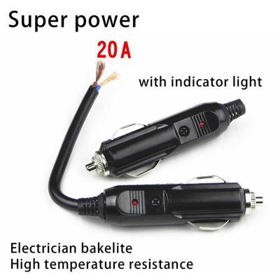 12V To 24V Car Cigarette Lighter Plug Vehicle Electrical Cigarette Lighter Plug Male Head With Indicator Light Charger Adapter