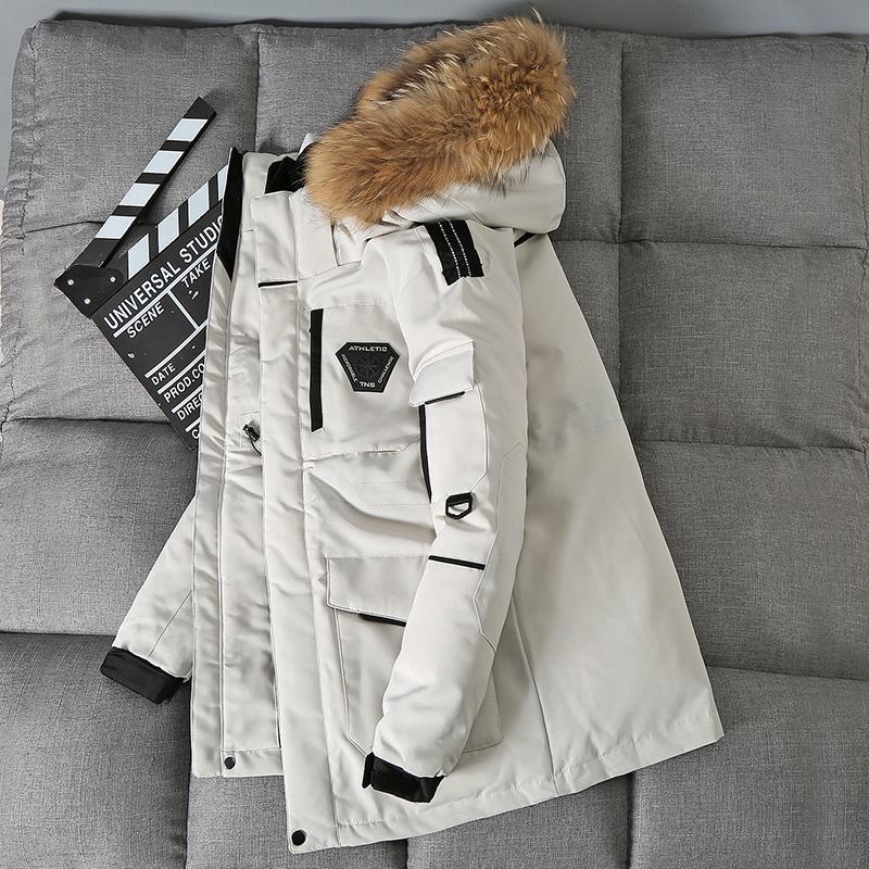 Men's Down Jackets Big Real Fur Collar Warm Parka Degrees Men Casual White Duck Down Coats Winter Snow Overcoat Thicken