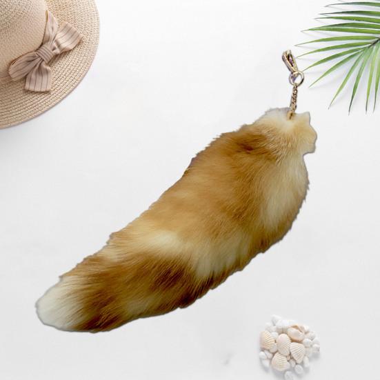 Extra velká falešná klíčenka Fox Tail Velká imitace Fox Tail Přívěsek na klíče Ozdoba Snadné připevnění k taškám Batohy Cosplay doplněk