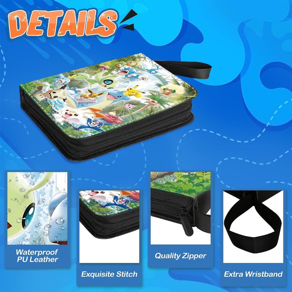 Card Album 4 Compartments 400 Slots 50 Pages 24x18x5cm Multicolor Wear Resistant Waterproof