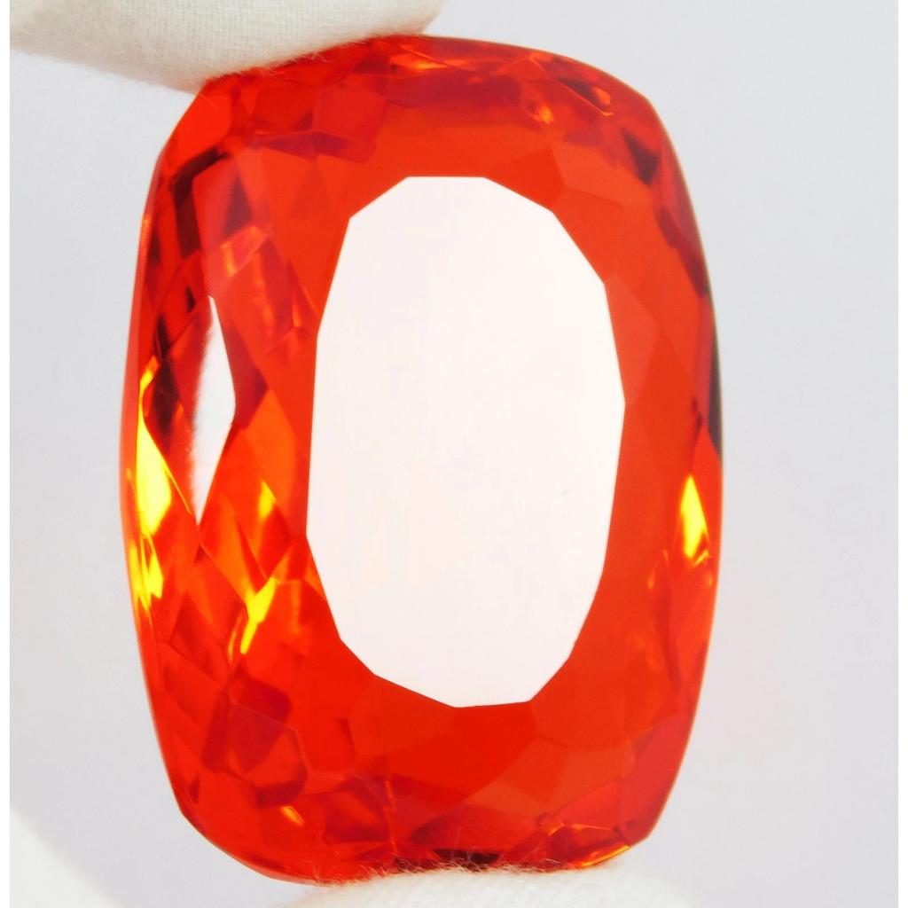 Certified 136.75 Ct Mexican Fire Opal Red Orange Cushion Cut Natural Gemstone