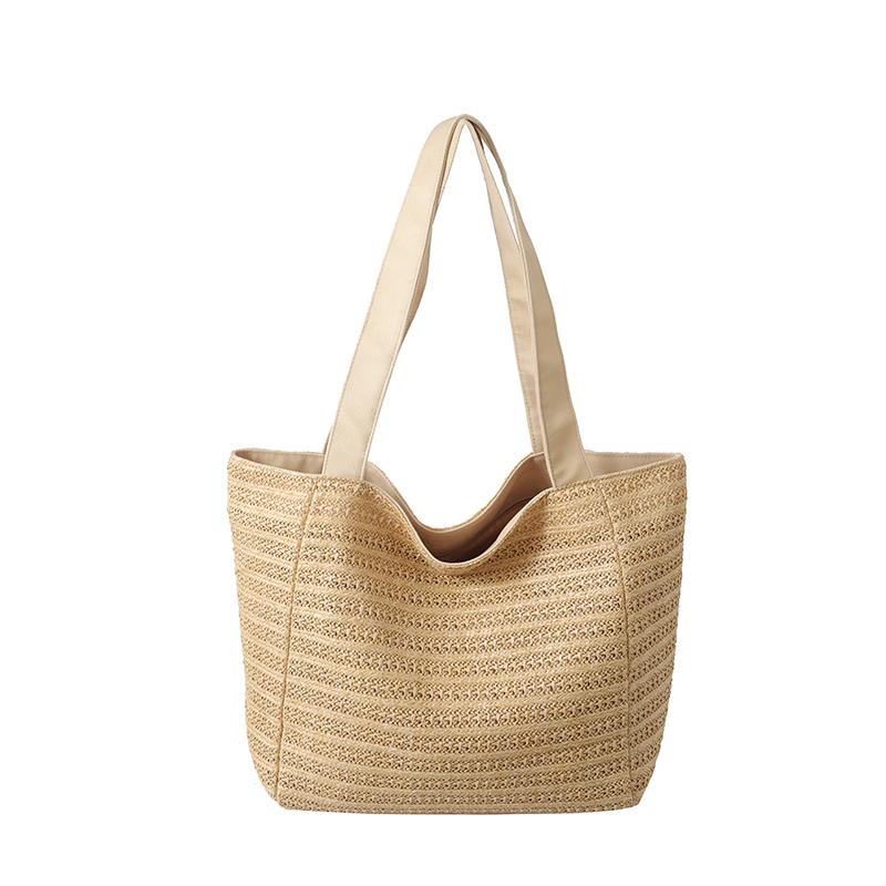 Large Capacity Straw Bag Women's Seaside Vacation Tote Bag for Commuting Shoulder Tote Bag