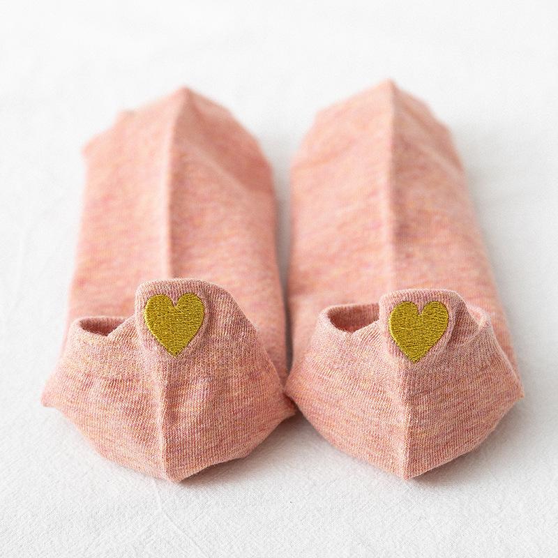 Girls Short Ankle Socks Candy Color Cute Cartoon Embroidery Breathable Cotton Socks